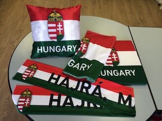 Magyar nemzeti sál, törölköző, díszpárna, ülőpárna egyedi szublimált textilből